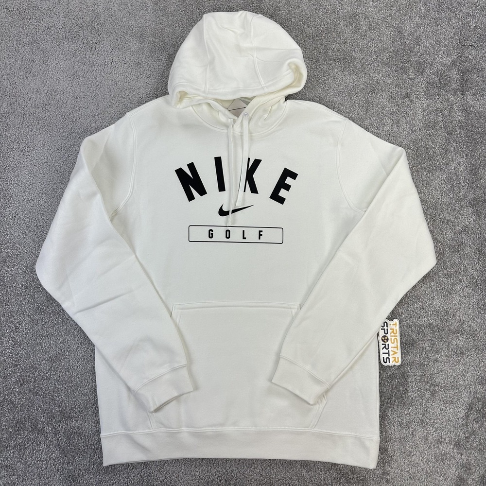 Nike Golf Hoodie Mens Large White Club Fleece Pullover Sweatshirt Swoosh Logo